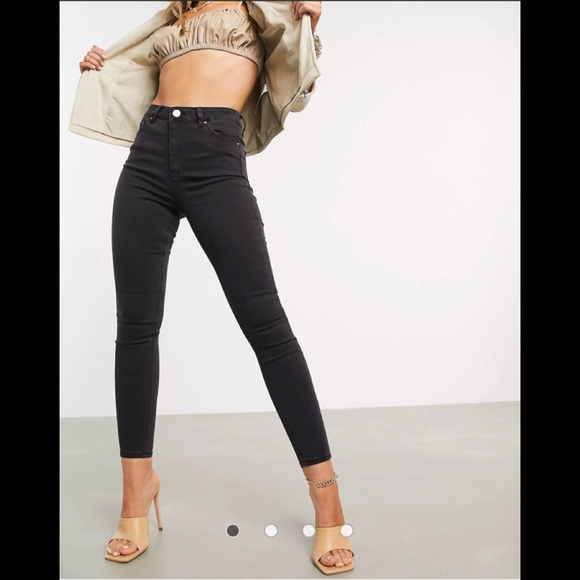 ASOS DESIGN Ridley high rise skinny jeans in clean black Used - Picture 1 of 8